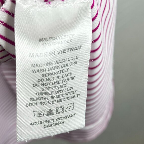 FootJoy FJ Striped Polo Shirt XL Waikoloa White Pink Short Sleeve Golf Hawaii - Picture 5 of 5